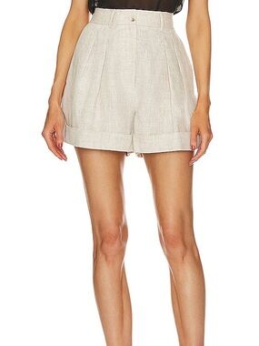 HELSA Linen Rolled Shorts in Natural Linen Size Medium (REVOLVE)